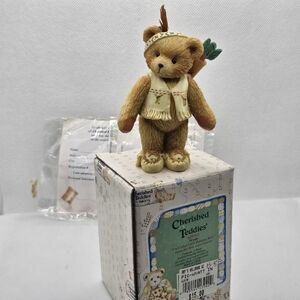New 1994 Enesco Cherished Wyatt Indian Bear 629709 Little Running Arrow Box mint
